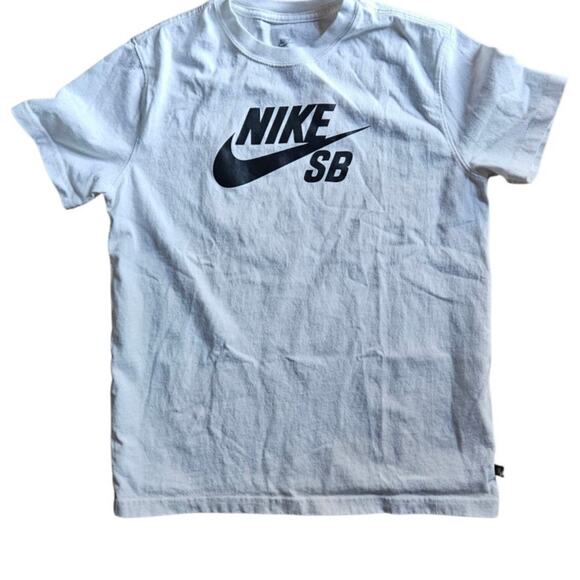 Nike Tops - Nike SB Logo Skateboarding White Black Shirt Size Large